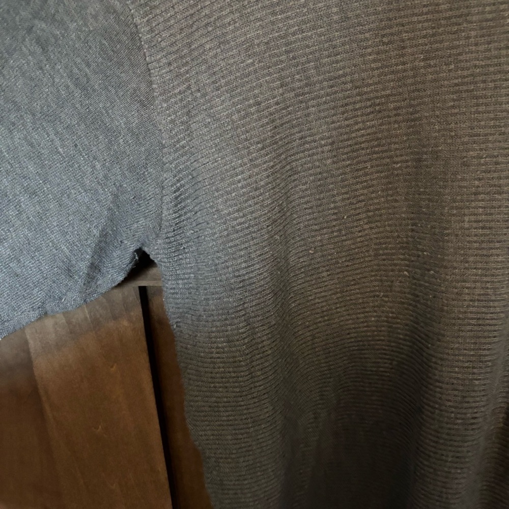 Ella Moss Gray Ribbed V-neck Pullover Sweater Size XL Minimalist Business Casual - Picture 7 of 8